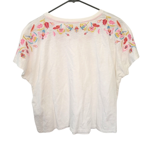 Boden White Floral Embroidered T-Shirt Size 10 - Picture 2 of 4